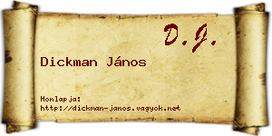 Dickman János névjegykártya